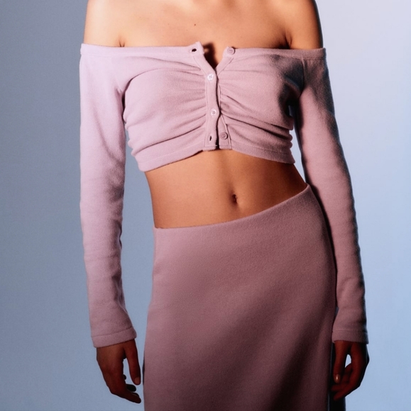 Soft A-line Midi Skirt Zara Mauve - Picture 13 of 14